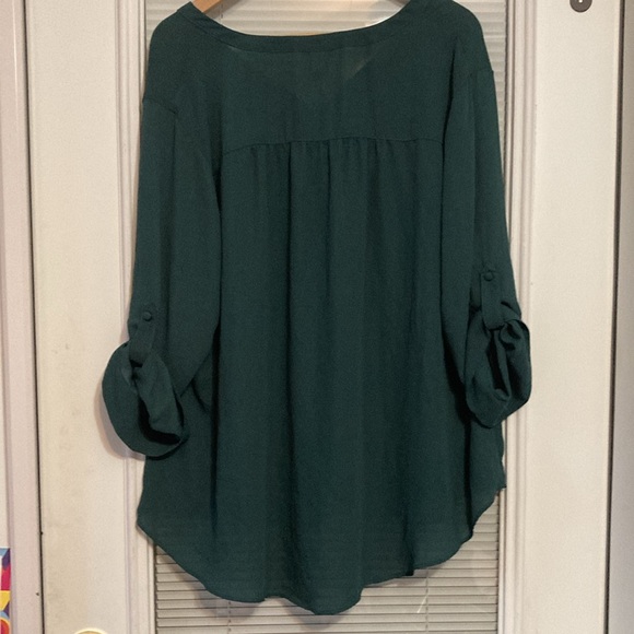 Teal Button-Down Women's Top - Picture 8 of 8